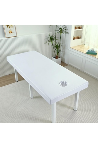 Homyl Masaj Tablo Sayfası Konforlu Kayma Yumuşak Doku Beyaz-60x185cm