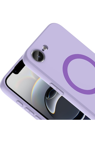 Maks Technology iPhone Uyumlu 17e Kılıf M-safe Şarj Özellikli Mkst Aris Silikon Kapak - Lila
