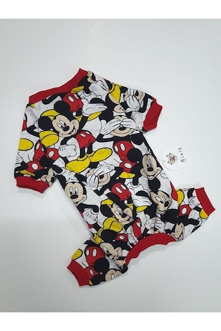 Miniş Mikili Kırmızılı Küçük Irk Köpek Esnek Sweatshirt Penye Tulum Pijama -21597