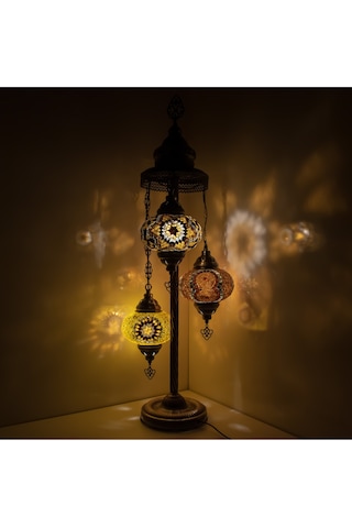 Otantik 3'lü Mozaik Lambader Ev Dekor Aydınlatmaları, Türk Mozaik Lamba