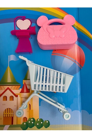Çantalı Alişveriş Marketli Aksesuarlı Kız Model Oyuncak 27 Cm