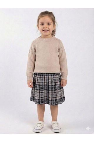 Xo Kids Kız Çocuk Elbise 3-7 Yaş, Kod 4117 Bej
