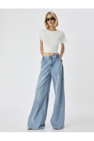 Koton Dokulu Tişört Kısa Kollu Bisiklet Yaka Slim Fit Beyaz 4sak50783ek Beyaz