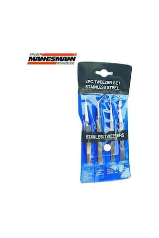 Mannesmann 615 Cımbız Seti 4 Parça Paslanmaz Eğri Düz Nokta Çapra