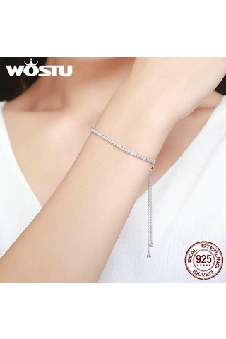 Wostu En Çok Satan Gerçek 925 Ayar Gümüş Köpüklü Strand Zincir Bileklik Kadınlar İçin Gümüş