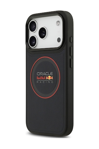 Apple Uyumlu iPhone 17 Pro Kılıf Redbull Lisanslı M-safeli Kırmızı Halka Ve Logo Kabartmalı Pu Deri Kapak Siyah Siyah