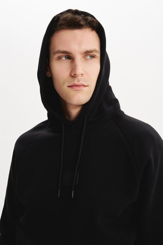 AR-MA Arma Erkek Regular Fit Kapüşonlu Fermuarlı Kanguru Cepli Sweatshirt Pamuk Polyester Karışım K30254628602 Siyah