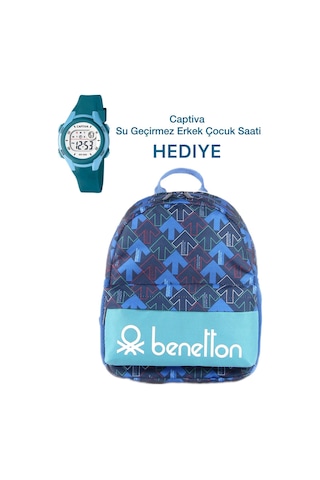 Çocuk Kol Saati Hediyeli Benetton Büyük Kapasiteli Çocuk Okul Çantası Bnt.mc.02