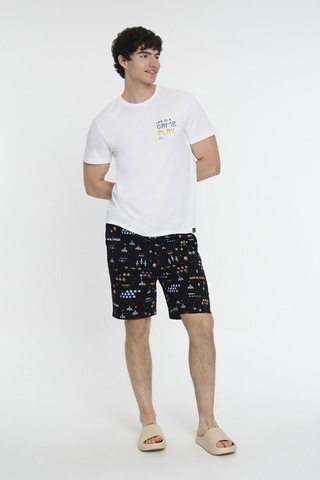 Regular Fit Erkek Pijama Whıte/black