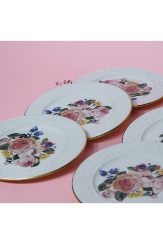 Rose Deluxe Porselen 6'lı Pasta Tabağı Pembe