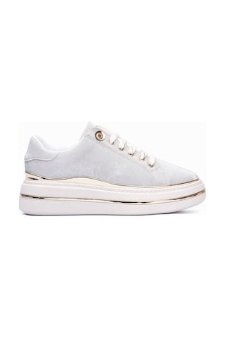 Mubiano Kadın Sneaker Kadife Desenli Gold Detaylı Kalın Tabanlı Spor Ayakkabı Lilium Gri Gri