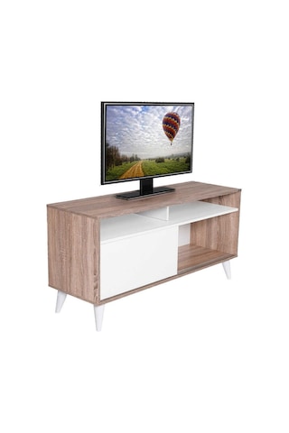 Retro Slide Tv Sehpası Latte-Diamond Beyaz