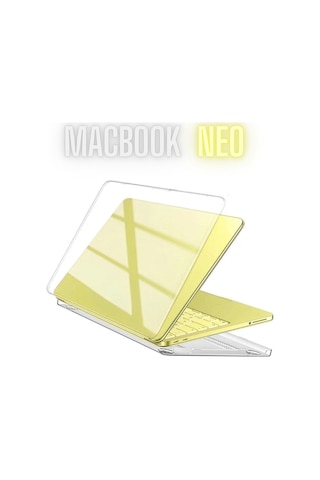Apple MacBook Neo 13 İnç A3404 Uyumlu Kılıf Kristal Kapak Şeffaf Parlak Tam Koruma Alt Üst Koruyucu