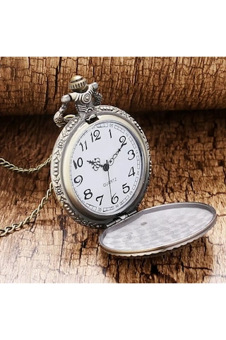 Gogoey Tren Tasarımlı Türk Bayrağı Zincirli Köstekli Cep Saati