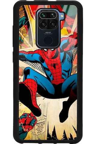 Xiaomi Redmi Note 9 Spider-man Örümcek Adam Tasarımlı Glossy Telefon Kılıfı Siyah