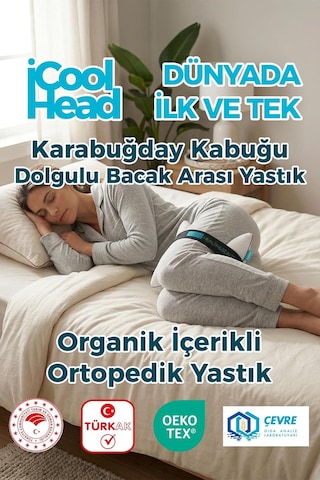 İcool Head Ortopedik Bacak Arası Ve Diz Arası Yastık Doğal Karabuğday Kabuğu Dolgulu, Nefes Alan Oeko Tex Sert Genel