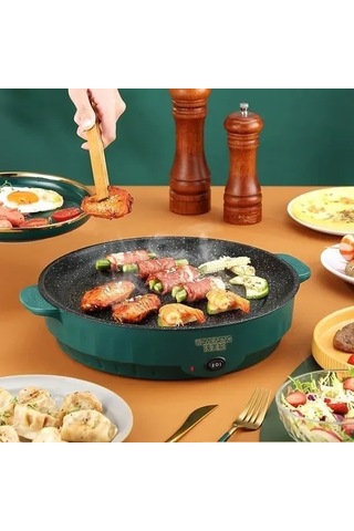 Maiyame 22cm Yeşil Elektrikli Izgara - Hızlı Isıtma, İki Temperatur Kontrol, Anti Kayma Tabanlı, Yağ Tasarruflu, Temizliği Kolay Yeşil