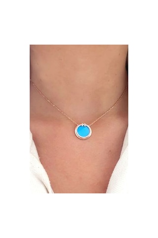 Turkuaz Taşlı Zirkon Taş Detaylı 925Ayar Gümüş Rose Italyan Şık K