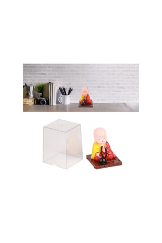 Shineyee Güneş Enerjili Otomatik Keman Çalan Küçük Rahip Figürü - Ev Ofis Araba Dekorasyonu Için Şans Ve Bereket Dilekleri Hediyelik Plastik Figür 456-02 Şeffaf Kutu Kırmızı