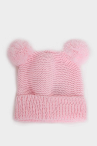 Defacto Kız Bebek Ponpon Kulaklı Örgü Bere C8164A524WNPN101 Pembe