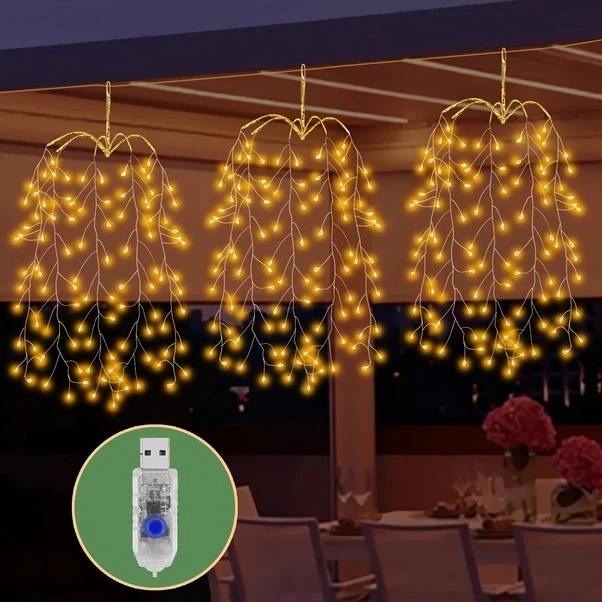 Trendooze 300 Led Sıcak Beyaz Bahçe Işıkları Şerit, 8 Modlu Buton Kontrol