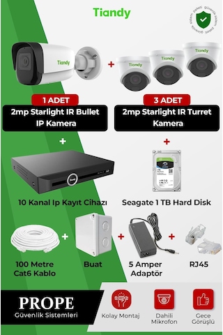Tiandy 4 Kameralı Full Sistem Paketi