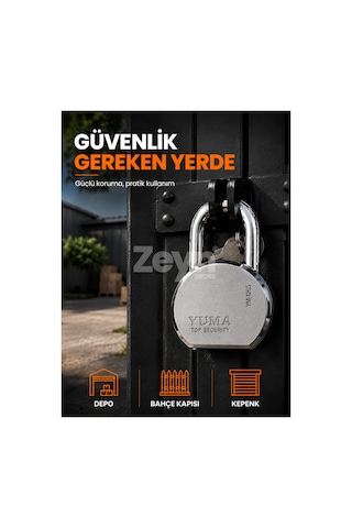 Yuma 65 Mm Kısa Kancalı Çelik Asma Kilit Ym-1265 Anahtarlı Güvenlik Kilidi