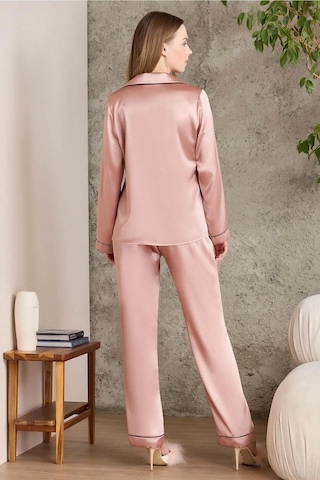 Pierre Cardin Saten Biyeli Pijama Takımı 1200 Brandy 001
