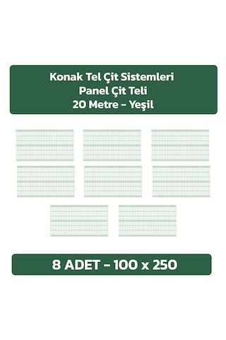 8 Adet Panel Çit Teli 100x250 Cm Yeşil