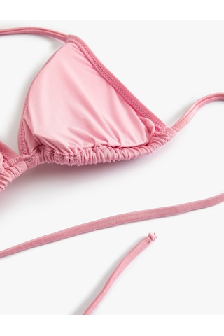Koton Üçgen Bikini Üstü İnce Askılı Boyundan Bağlamalı Pembe 4sak10203mm Gül