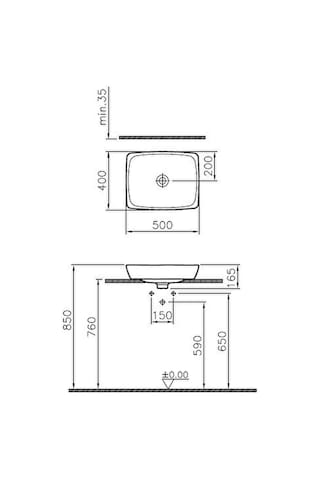 VitrA Metropole 5667b003-1083 Tezgah Altı Lavabo 47 CM