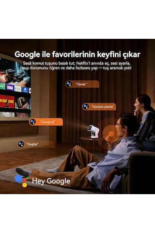Wanbo Cube1 Projeksiyon Cihazı-Dahili Android TV 11.0 Widevine L1 sertifikalı & 8W Hoparlör - Beyaz