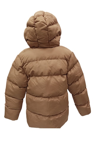 Kız Çocuk /erkek Çocuk Kapüşonu Sabit İçi Astarlı Fermuar Kapamalı Cepli Kahverengi Renk Mont Kahverengi