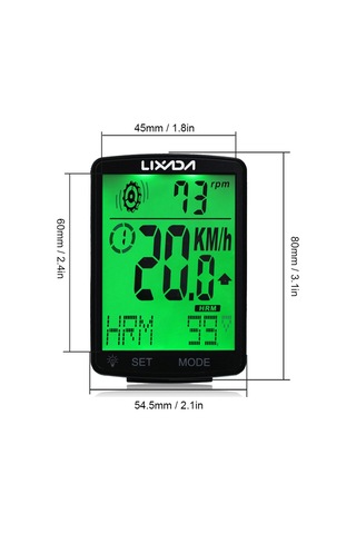 Lıxada 2.8 İnç Bisiklet Kablosuz Bilgisayar Beyaz Kabuk Yeşil Işık Beyaz