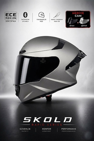 Skold Rapid Kapalı Kask Ece-22.06 Titanyum Gri