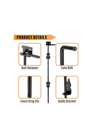 Vkemall Demir Cane Bolt Kapı Kilit Aracı, 12 İnç, Siyah, Bahçe Çit Kapısı Ve Metal Kapılar İçin