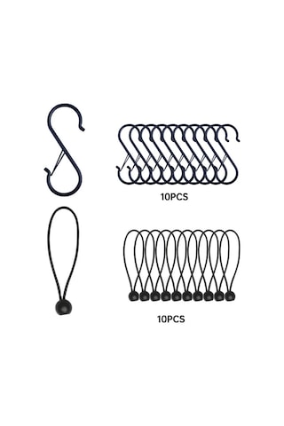 Elmpaly Ağır Hizmet Siyahı Çadır Ve Tente İpi 10 Yaylı Kilit 10 Top İp 122 Lb Çekme Dayanımı