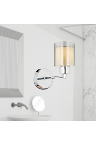 Goldie Krom Kaplama Duvar Lambası Yatak Odası-Yatak Başı-Banyo İç Krom