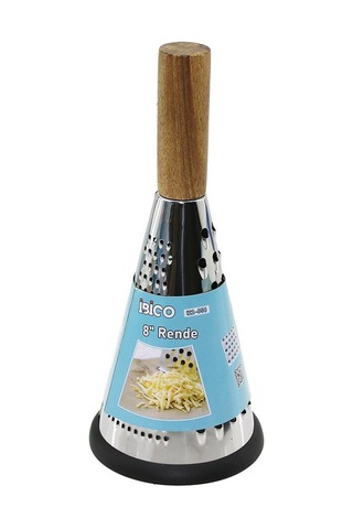 İbico İ22-050 8" Huni Model 3 Bölüm Ahşap & Bambu Saplı Çelik Metal Rende Silikon Kaplama Tabanlı