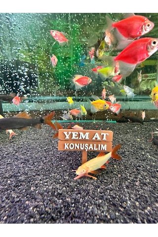 Akvaryum Tabela Dekoru Yem At Konuşalım 4.5x5 Cm Suya Batan Model Tbl-45-yem, One Size