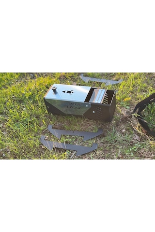 Roket Soba, Rocket Stove, Kamp Ocağı, Odunlu Kamp Sobası Çantalı Siyah