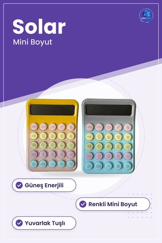 Mini Solar Hesap Makinesi Renkli 1 Adet Güneş Enerjili Ofis Masaü Çok Renkli