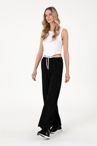U.S. Polo Assn. Kadın Siyah Bel Detaylı Loose Fit Kanvas Pantolon 50309118-VR046