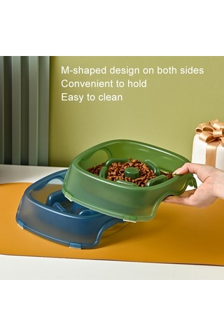 Cbtx Kare Işık Şeffaf Slow Food Evcil Hayvan Mama Kabı Köpek Maması Kedi Mama Kasesi Mavi