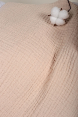 Müslin Püsküllü 4 Katlı Müslin Battaniye 90x120 Cm - Ze4katlı Ekru