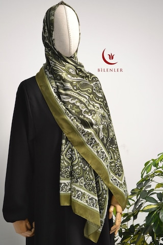 Bilenler Etnik Desenli Pamuklu Şal 70x190 Cm Yeşil