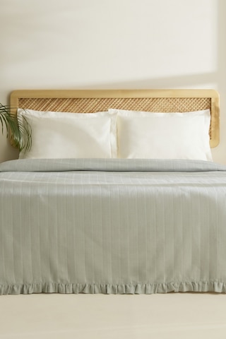 Karaca Home Maye %100 Pamuk Fırfırlı Çift Kişilik Tek Pike Mint Mint