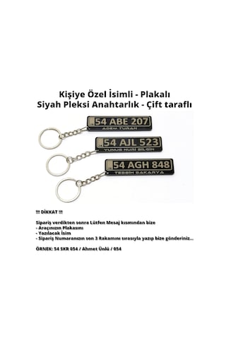 Tesbih Sakarya Kişiye Özel İsimli - Plakalı - Pleksi Anahtarlık Siyah