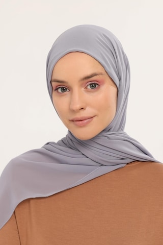 Altobeh Hazır Pratik Lüks Geçmeli Lastikli Boneli Şifon Şal Gri