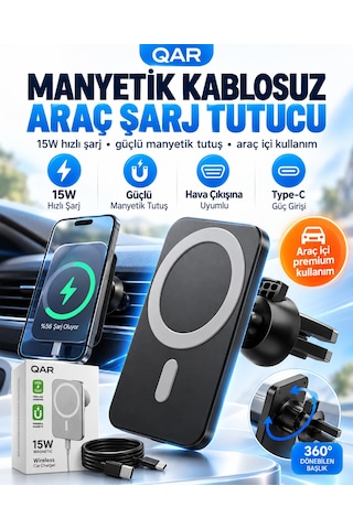 15w Manyetik Kablosuz Araç Şarj Cihazı Havalandırma Izgarasına Takılan Güçlü Mıknatıslı Telefon Tutucu Araç İçi Kablosuz Şarj Standı